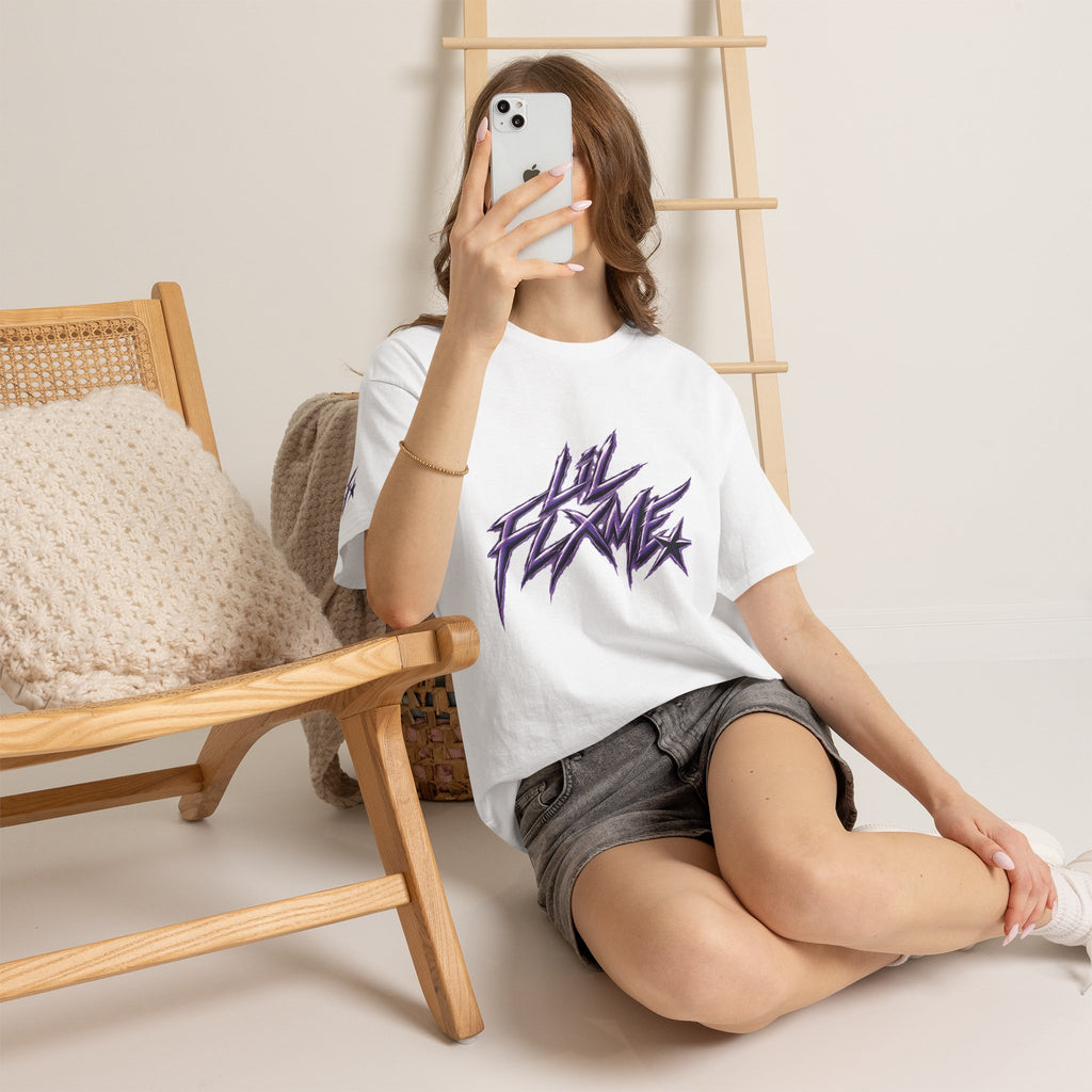 Lil Flame Graphic Tee — Purple Graffiti Streetwear T-Shirt